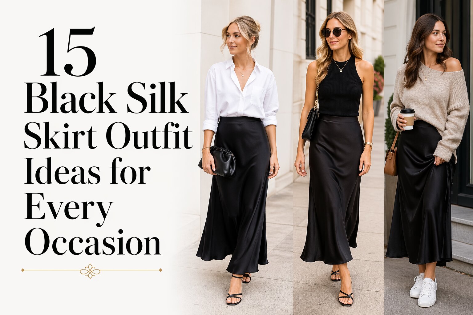 15 Black Silk Skirt Outfit Ideas
