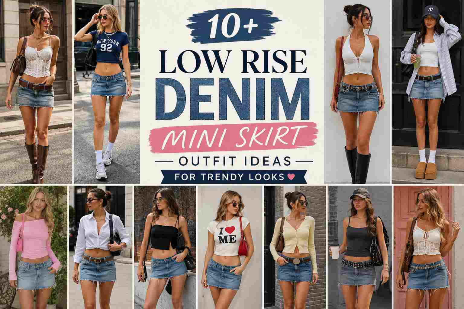 10+ Low Rise Denim Mini Skirt Outfit Ideas for Trendy Looks