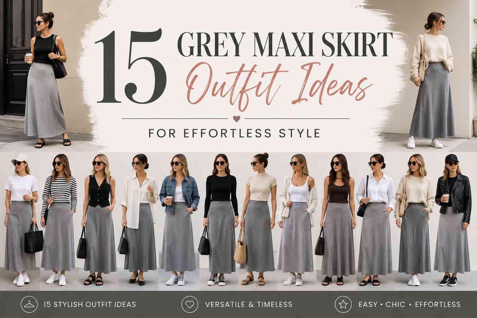 15 Grey Maxi Skirt Outfit Ideas for Effortless Style