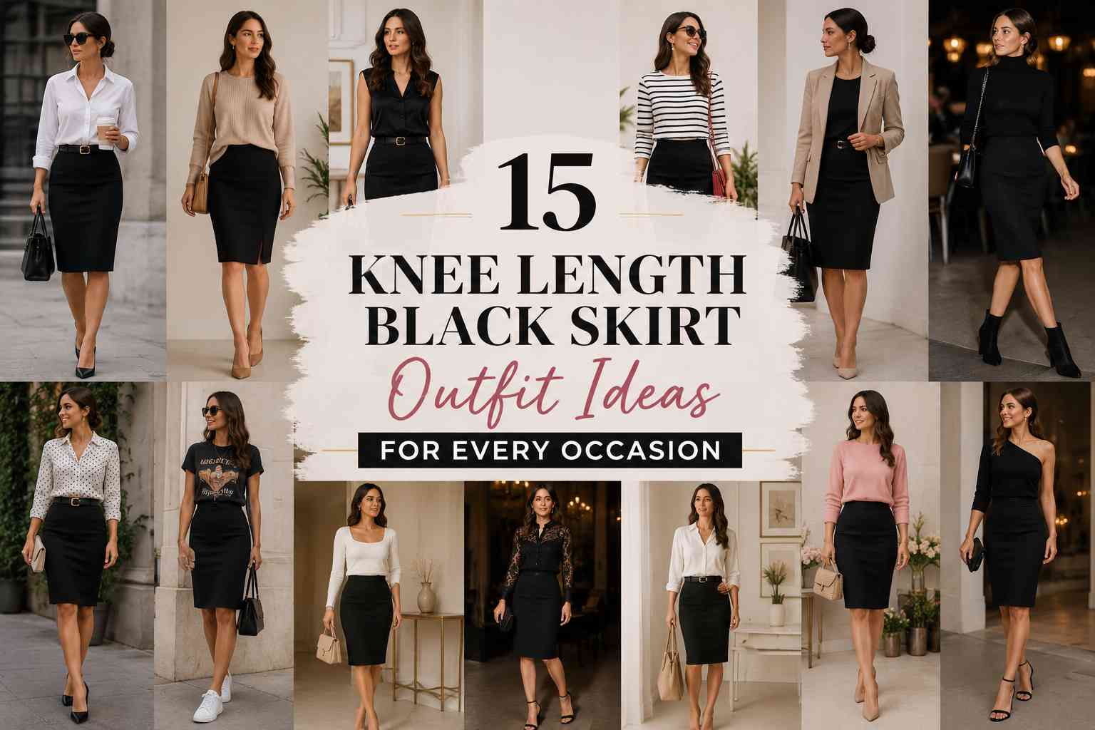 15 Knee Length Black Skirt Outfit Ideas for Every Occasion
