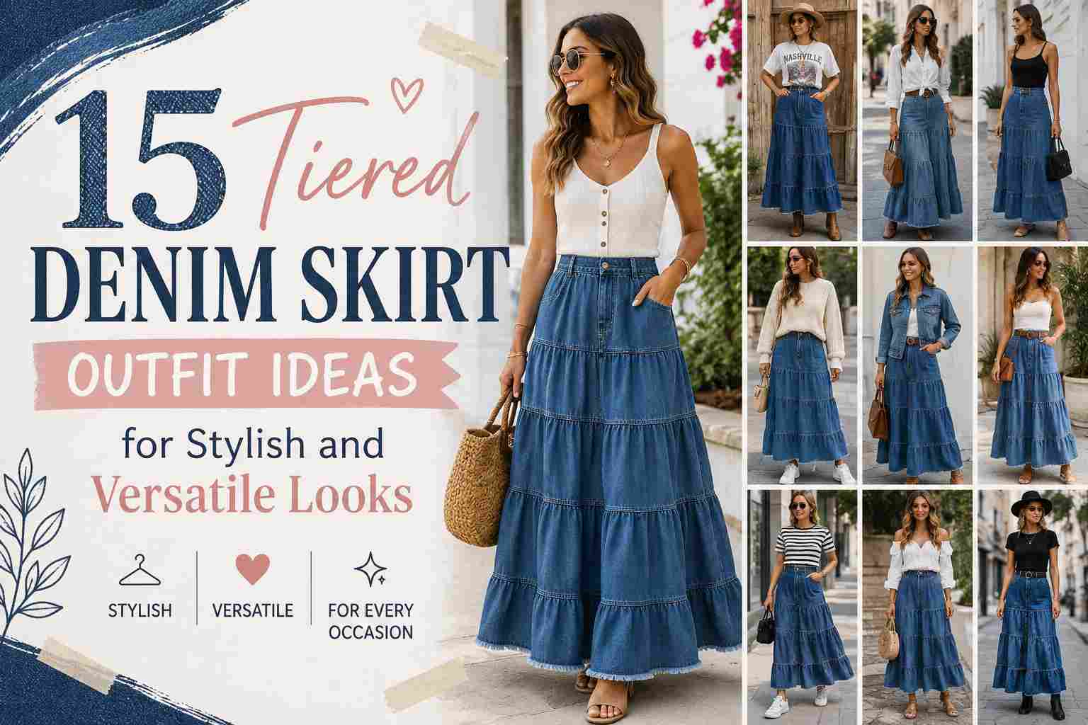 15 Tiered Denim Skirt Outfits for Stylish and Versatile Looks
