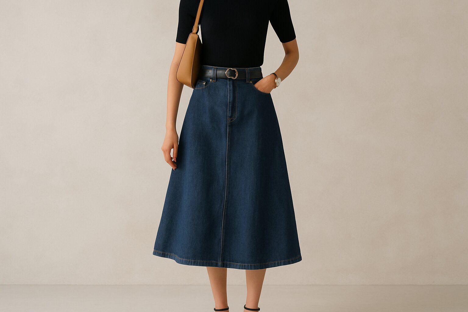 40+ Denim A-Line Skirt Outfit Ideas That Never Go Out of Style