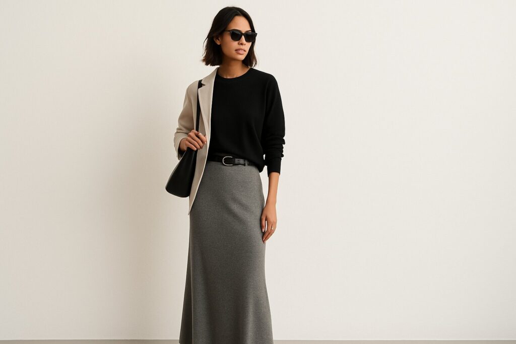 40+ Grey Maxi Skirt Outfit Ideas