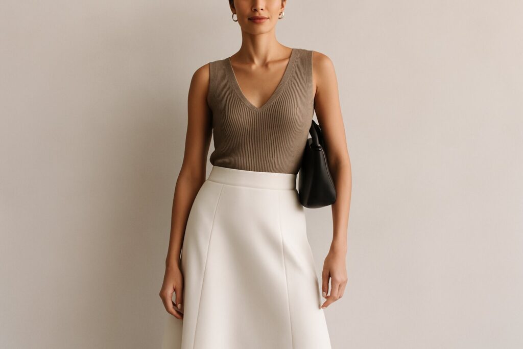 White Skirt and Top Outfit Ideas