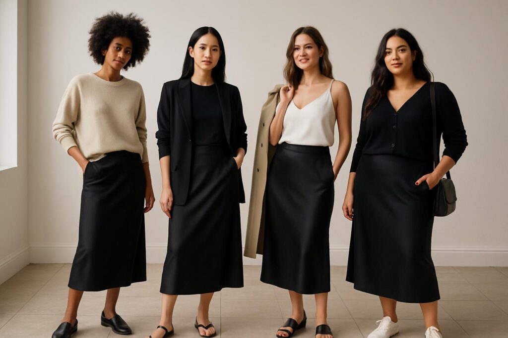 50+ Black Slip Skirt Outfits