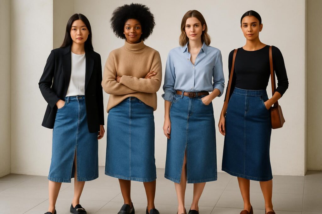 50+ Denim Skirt and Loafers Outfit Ideas