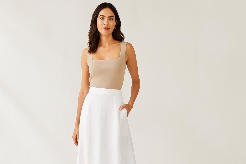 50+ White Linen Skirt Outfit Ideas