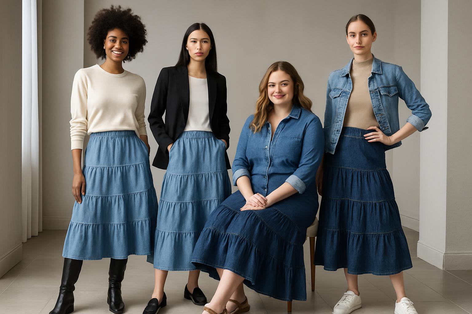 50+ Tiered Denim Skirt Outfit Ideas for Stylish and Versatile Looks