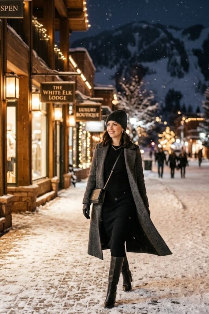 1. Elegant Black Knit Dress Night Look