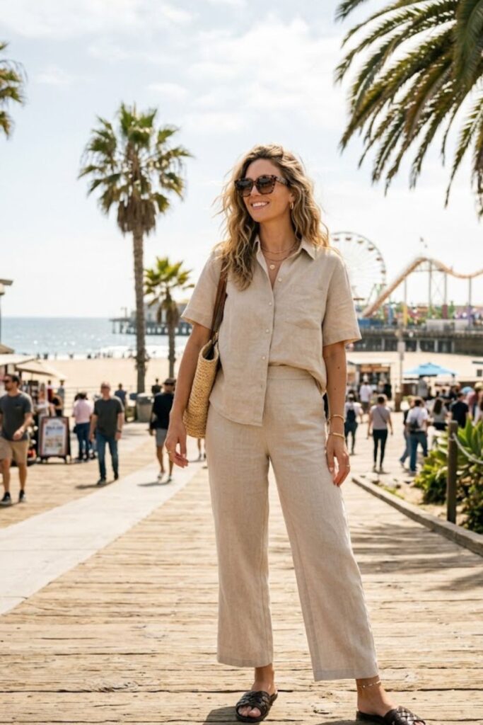1. Santa Monica Summer Outfit Linen Breeze Set