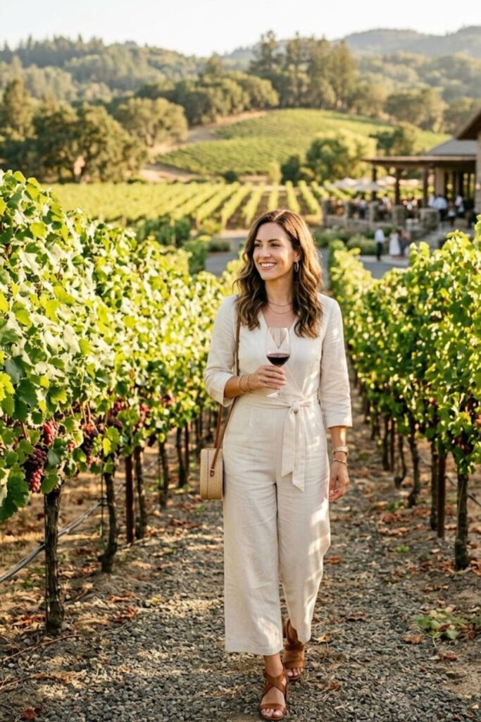 10. Chic Jumpsuit Effortless Winery Fashion