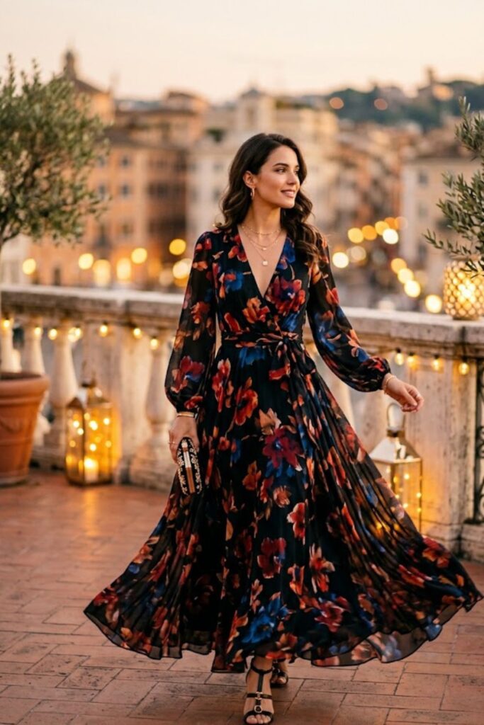 10. Maxi Dress with Statement Heels
