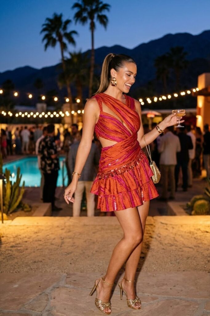 10. Palm Springs Party Outfit Desert Glam Mini Dress