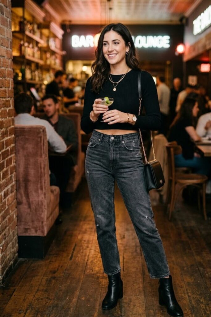 2. Crop Top and High-Waisted Jeans