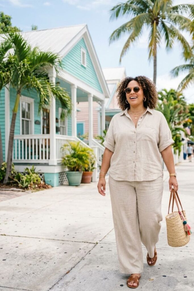 2. Plus Size Key West Outfits Linen Co-Ord Relaxed Set