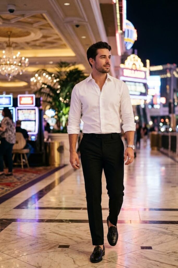 2. White Shirt with Black Pants