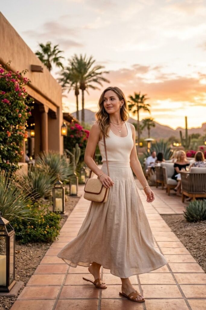 3. Flowy Maxi Skirt with Fitted Top