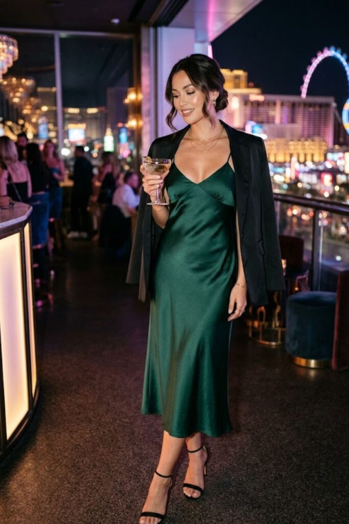 3. Satin Slip Dress with Minimal Accessories