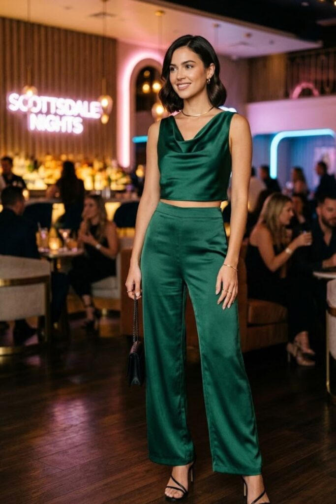 3. Satin Two-Piece Set Elegance