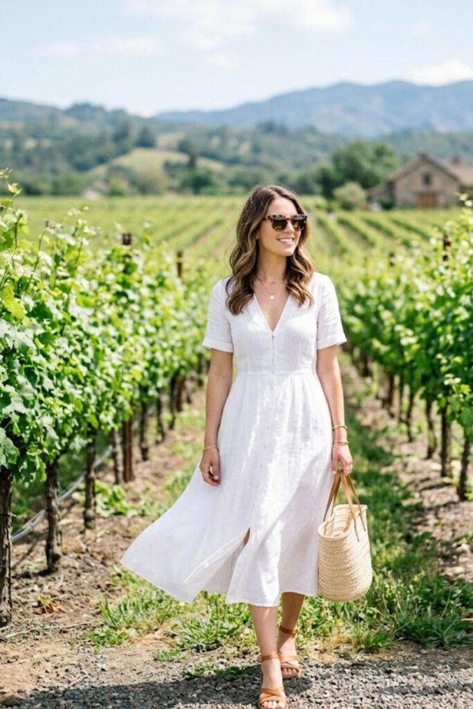 3. White Linen Dress Fresh Spring Look