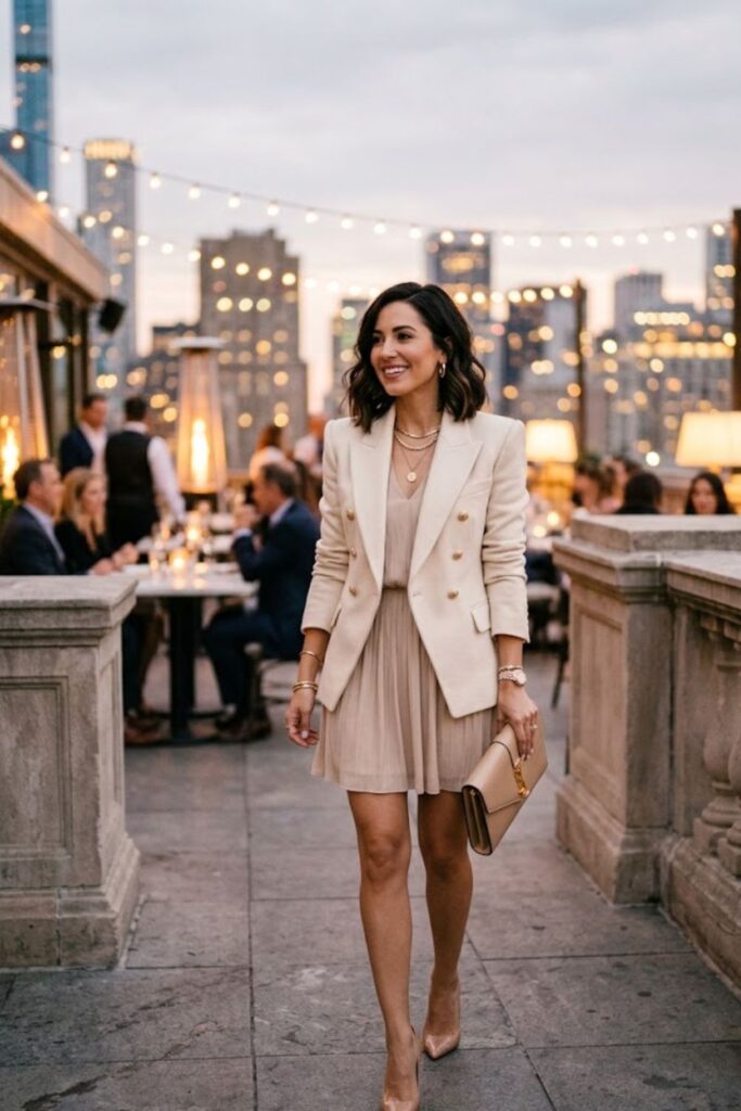 4. Blazer and Mini Dress Combo