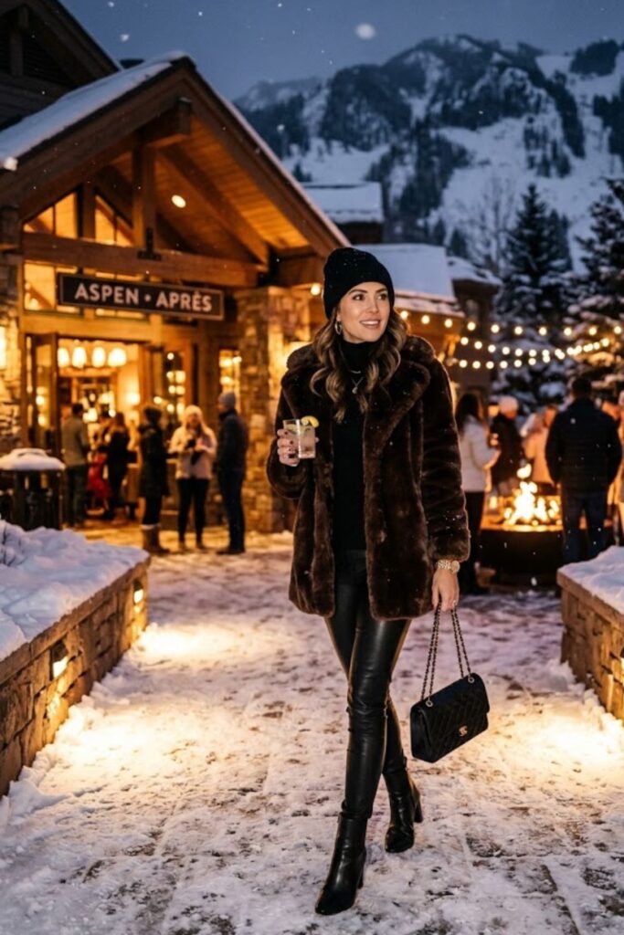 4. Faux Fur Jacket Glam Look