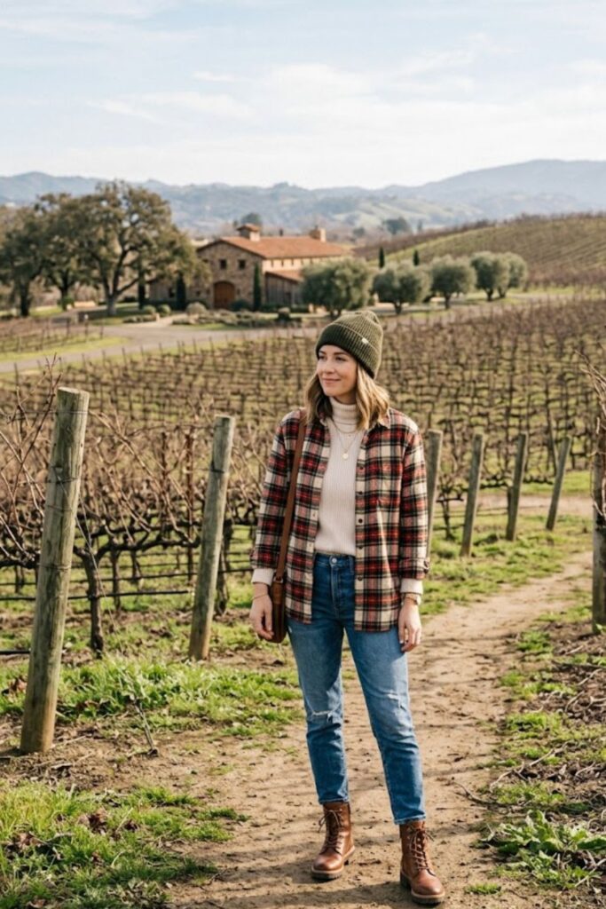 4. Flannel Shirt Relaxed Vineyard Vibe