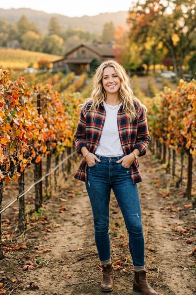 4. Flannel Shirt Rustic Vineyard Vibe