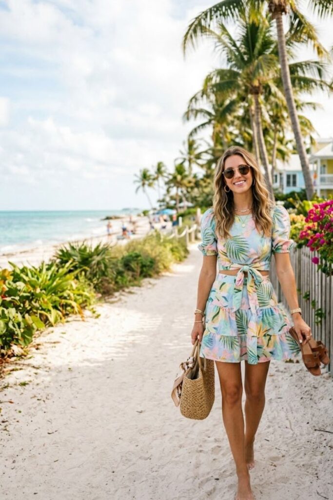 4. Key West Aesthetic Outfits Beachy Crop Top Set