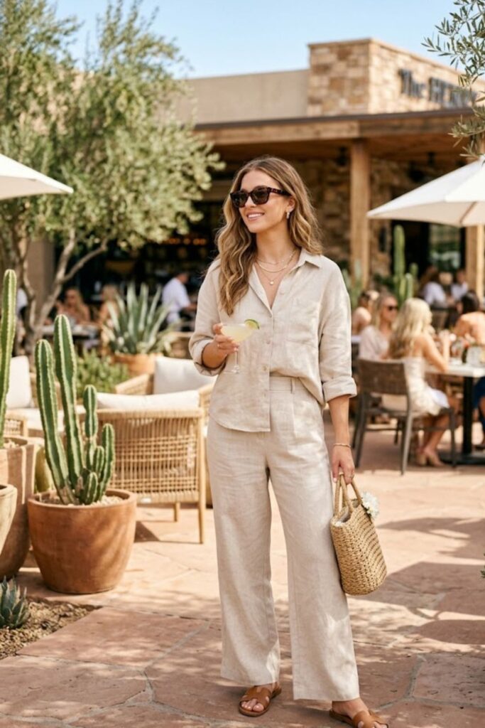 4. Linen Two-Piece Brunch Set