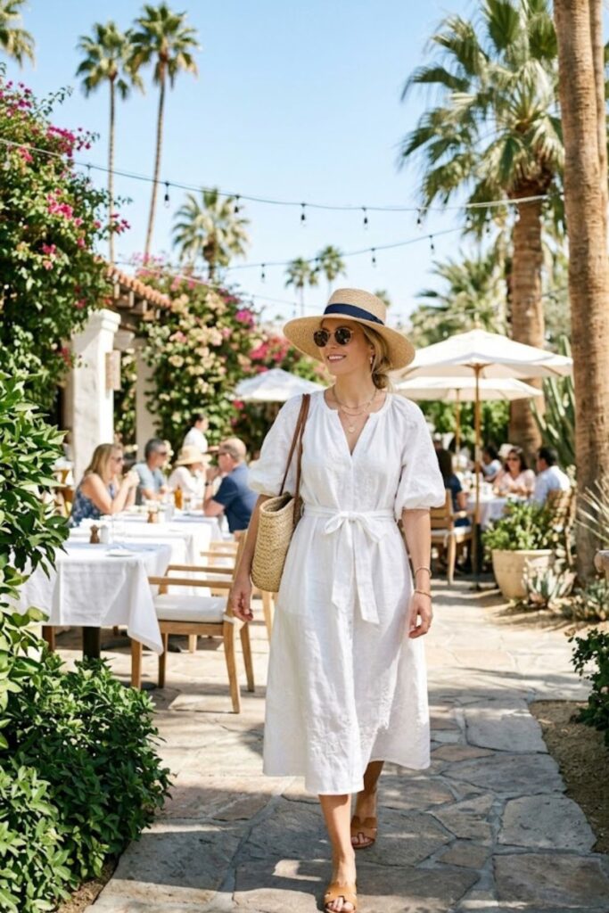 4. White Linen Dress Clean Summer Look