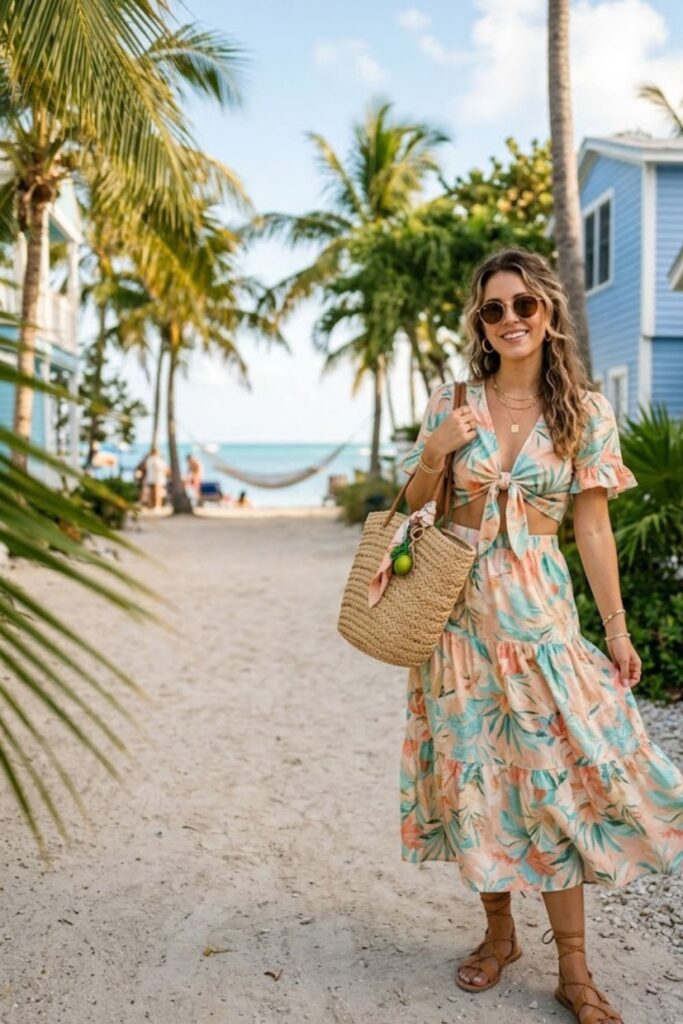 5. Key West Outfits Beachy Crop Top Set