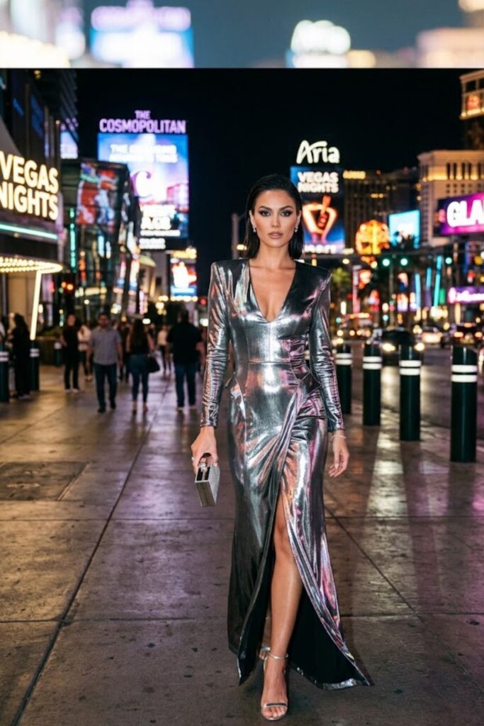 5. Metallic Dress for a Bold Look