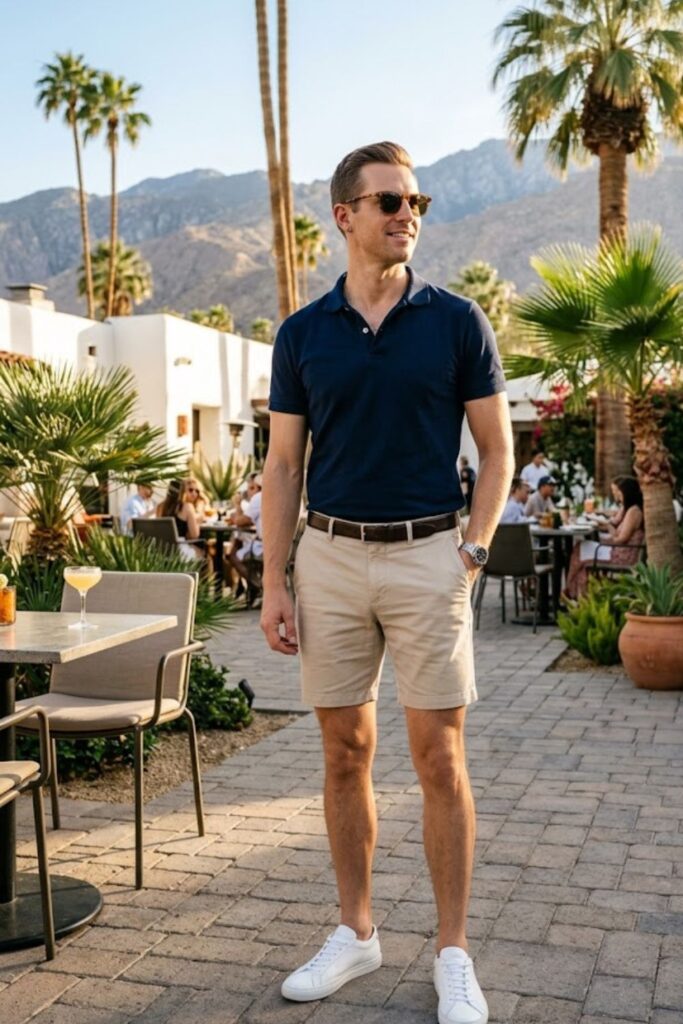 5. Polo Shirt and Chino Shorts Smart Casual Style