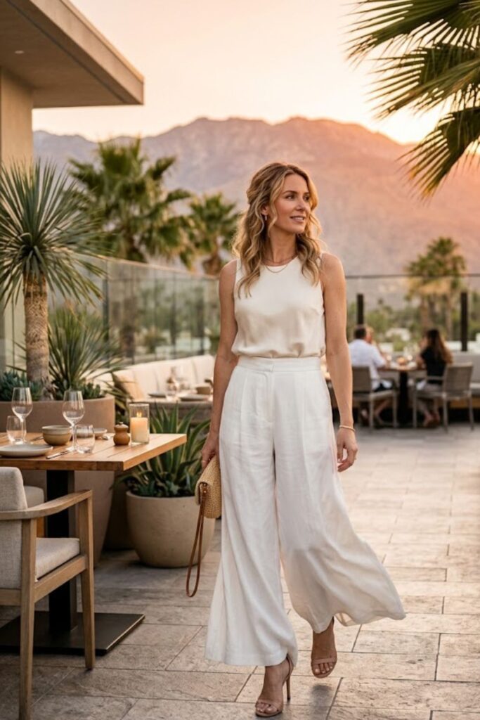 5. Wide Leg Pants and Silk Top Luxe Minimal Look