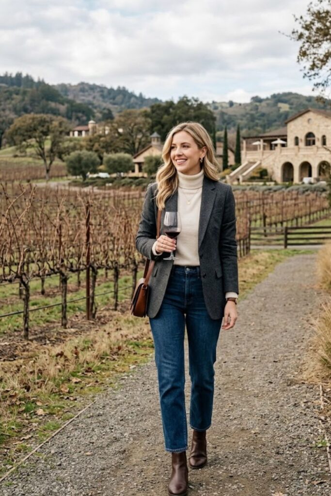 6. Blazer and Jeans Smart Casual Look