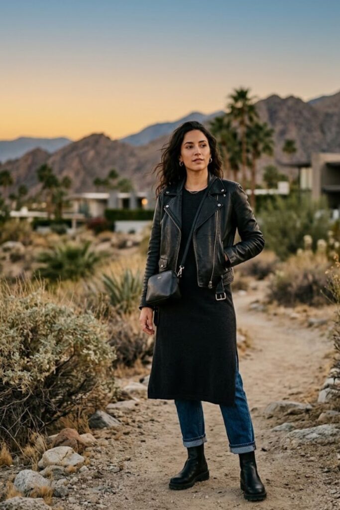 6. Leather Jacket Edgy Desert Style