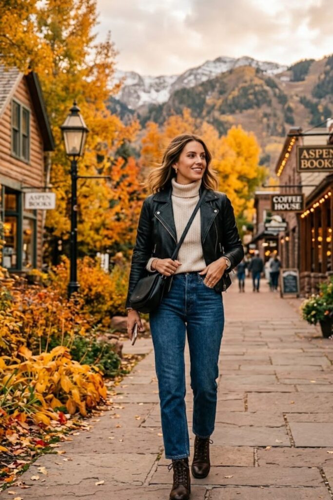 6. Leather Jacket Edgy Fall Outfit