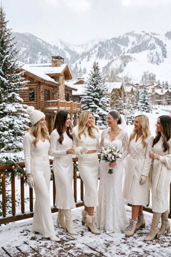 7. All-White Coordinated Group Outfit