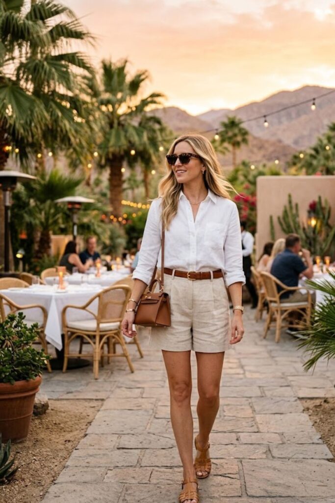 7. Linen Shirt and Tailored Shorts Casual Chic