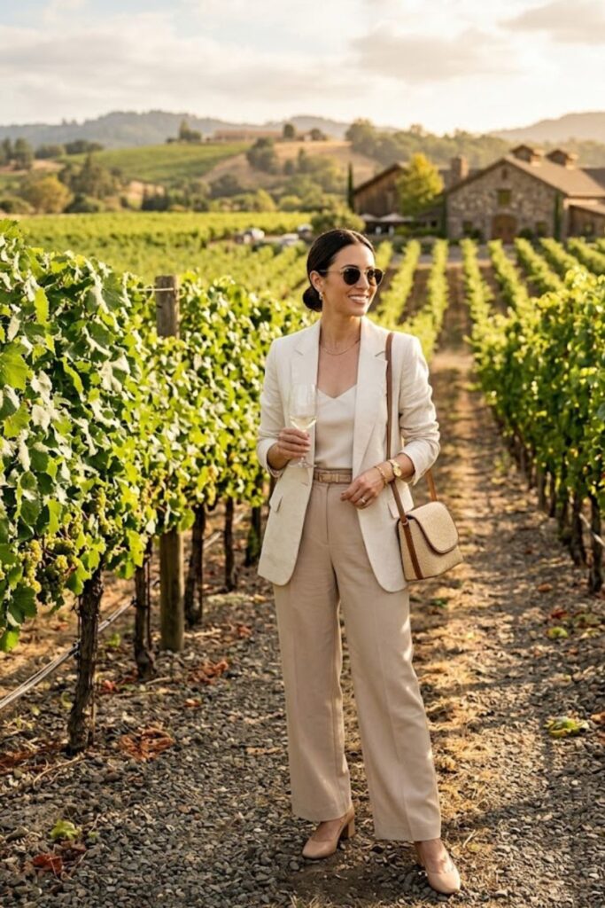 8. Monochrome Neutral Winery Look