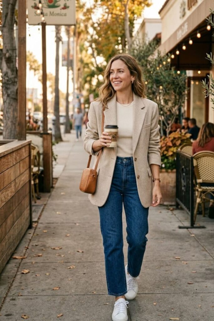 8. Santa Monica Fall Outfit Relaxed Blazer Chic Look