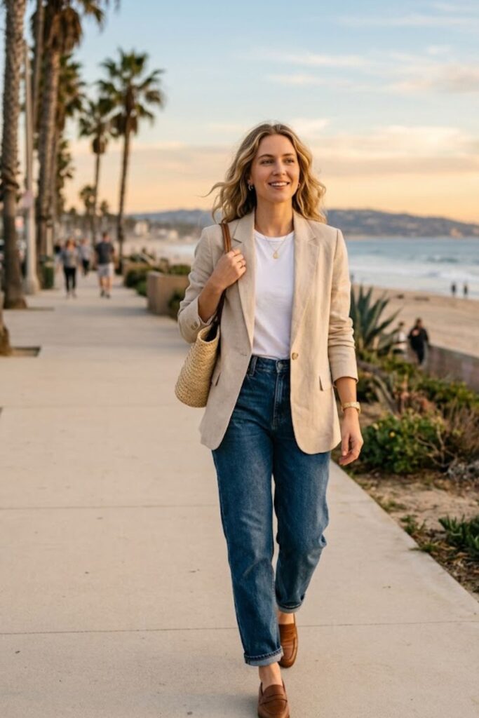 8. Santa Monica Outfit Relaxed Blazer Coastal Chic