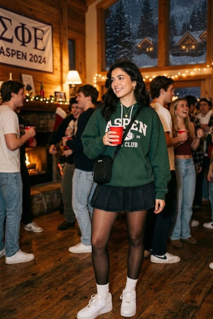 9. Hoodie with Mini Skirt Street Style