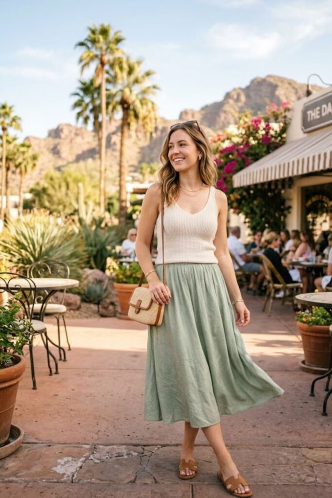 9. Knit Tank Top with Midi Skirt