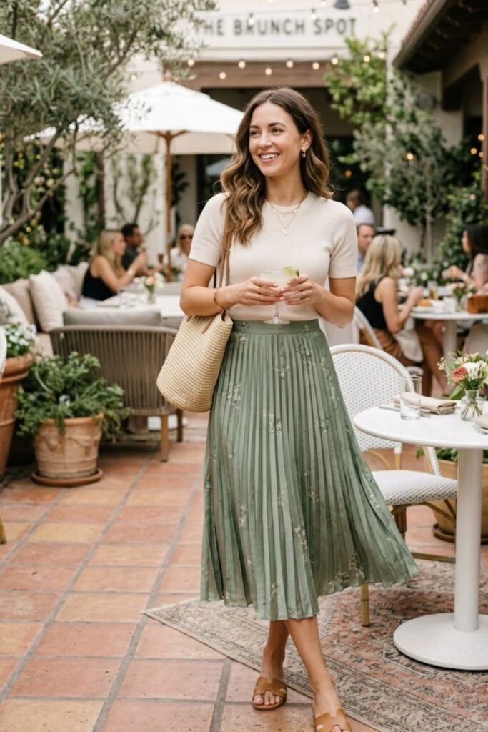 9. Knit Top with Midi Skirt