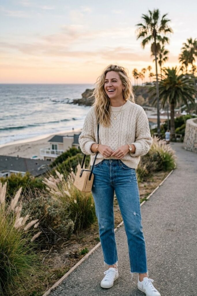 10. Malibu Outfit Light Knit Sweater Coastal Layer