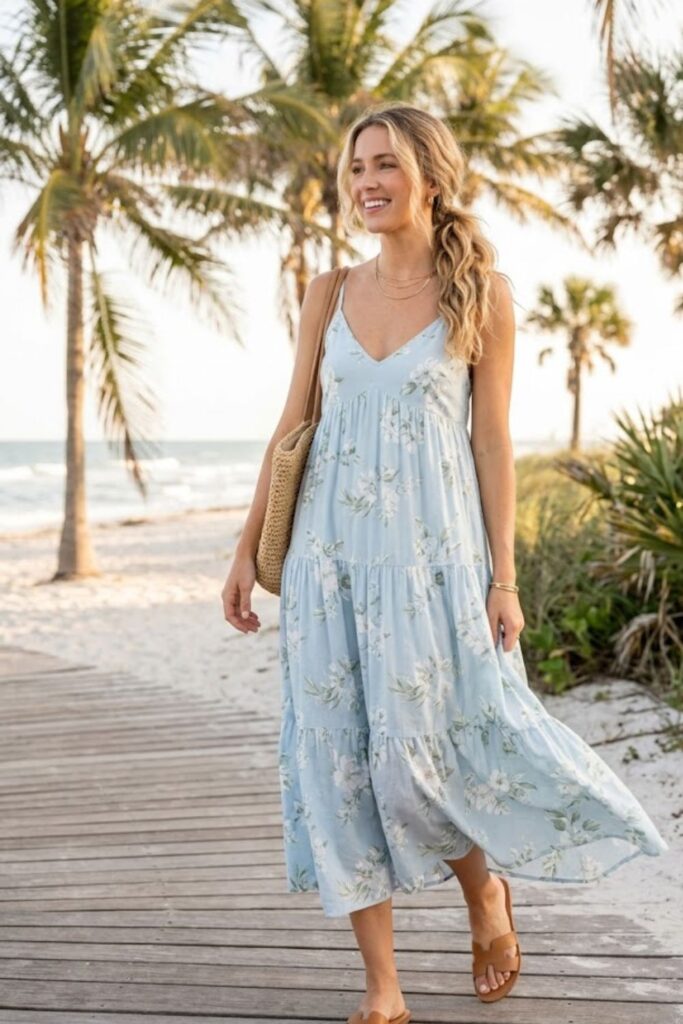 2. Flowy sundress with sandals