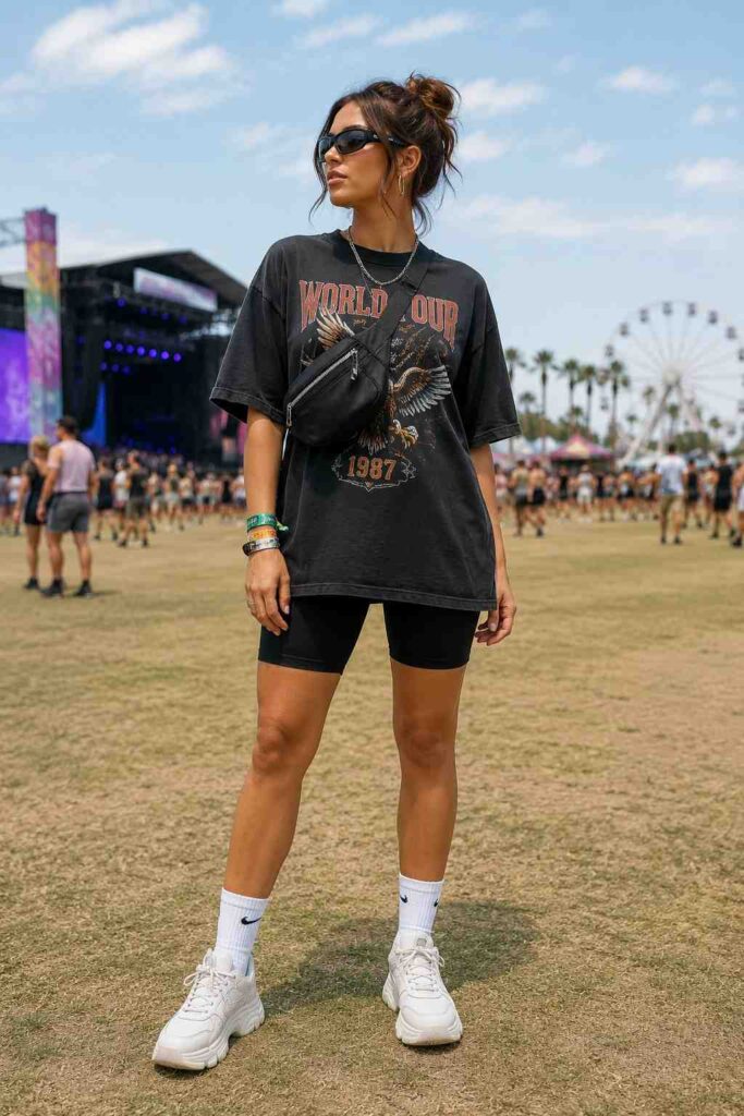 3. Graphic Tee With Biker Shorts