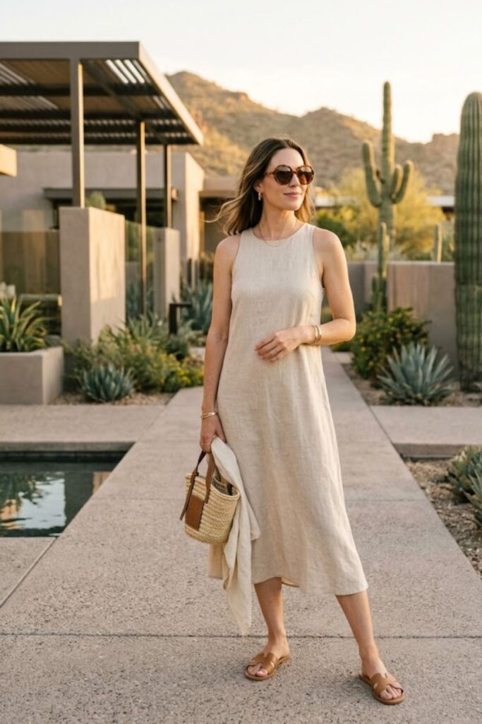 4. Tank dress with oversized sunglasses
